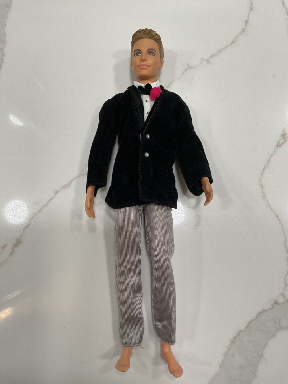 Vintage 80s Barbie Dream Date Ken Clothing *Only Black Velvet Jacket Flower Tux
